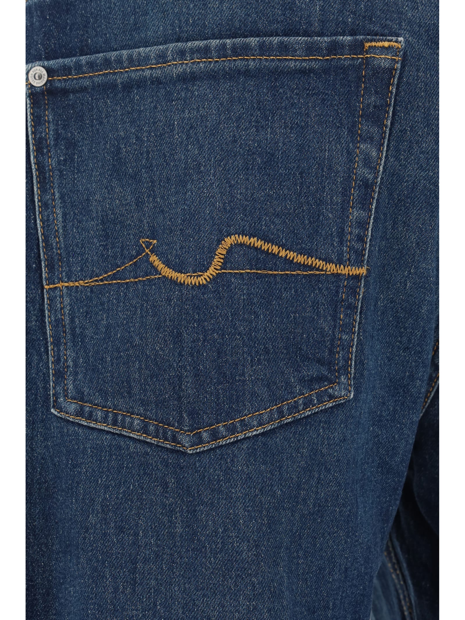 Shop 7 For All Mankind The Straight Threadlike Jeans In Dark Blue