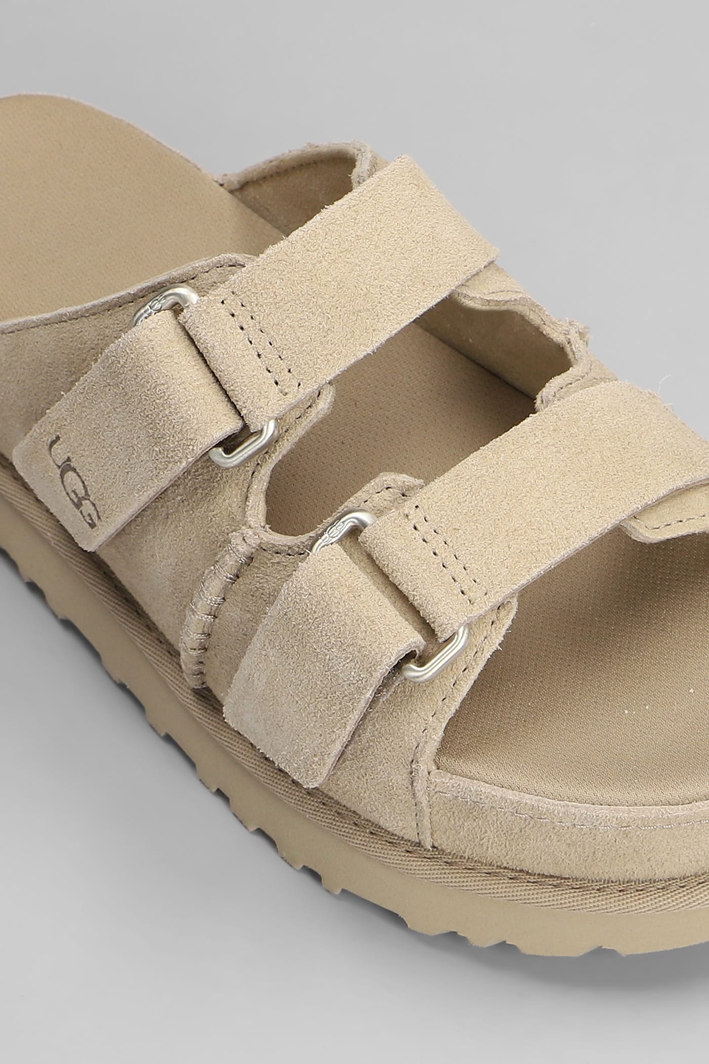 Shop Ugg Goldenstar Hi Slipper-mule In Beige Suede