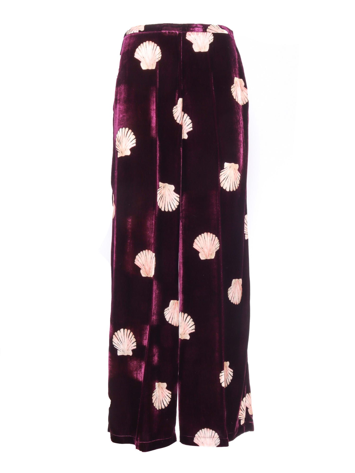 Shop Forte Forte Mother Of Pearl Printed Chic Velvet Trousers In Red