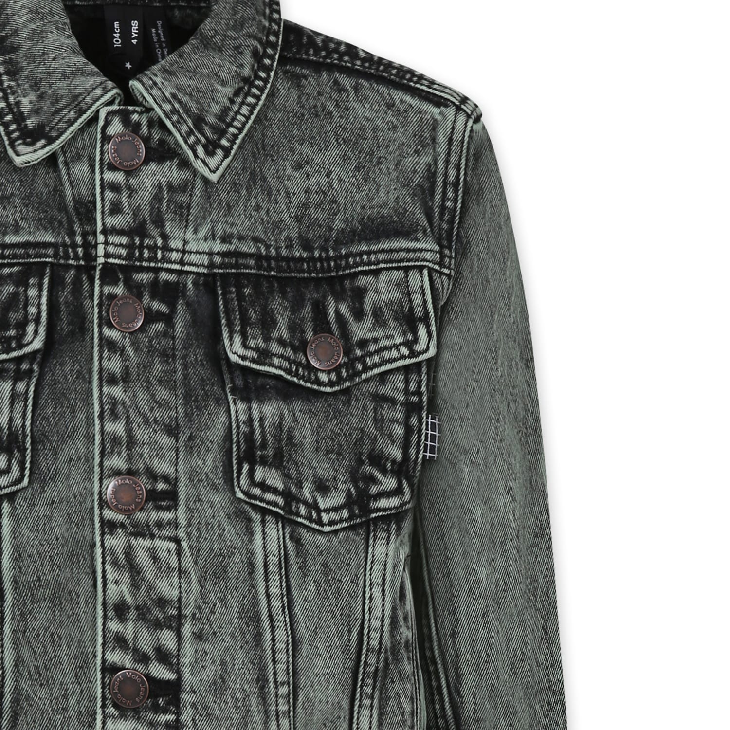 Molo Long-sleeved Denim Coat In Green