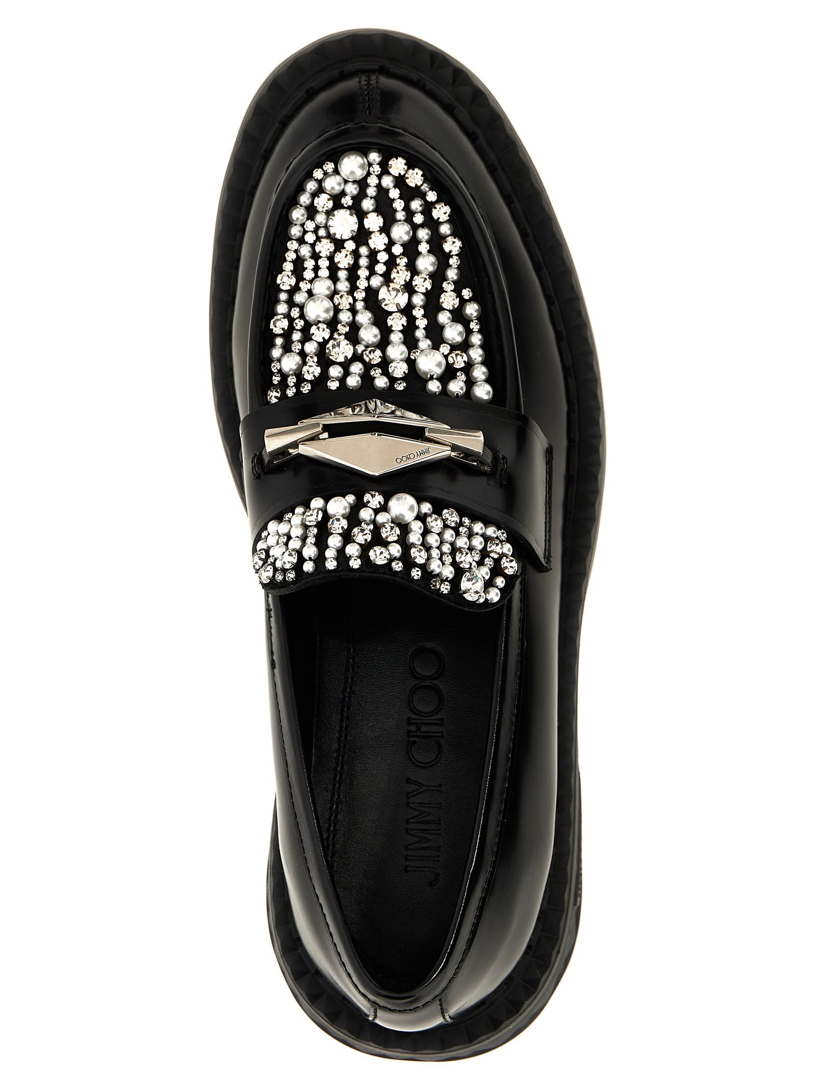 Jimmy Choo 'chunky Sole Diamond Marlow' Loafers In Black
