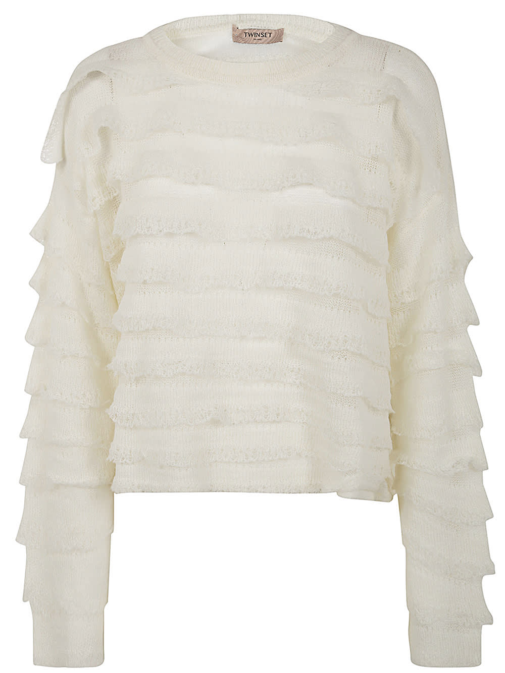 Shop Twinset Round Neck Sweater In Snow