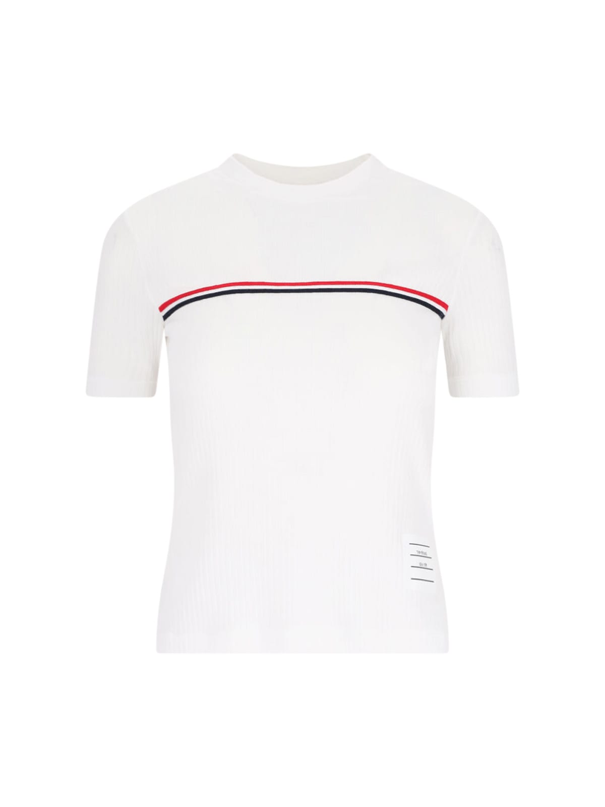 Shop Thom Browne Three Stripes Logo T-shirt In White