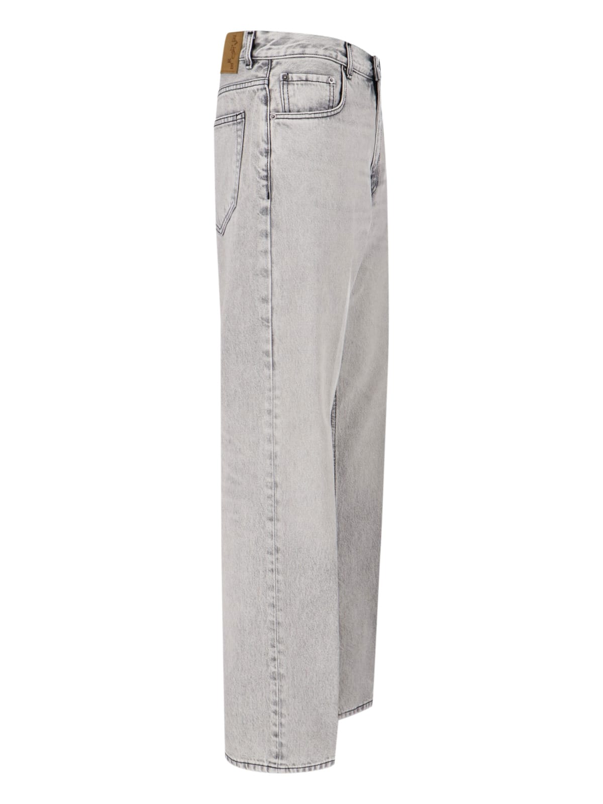 Haikure Wide Washed Effect Jeans With Belt Loops In Gray