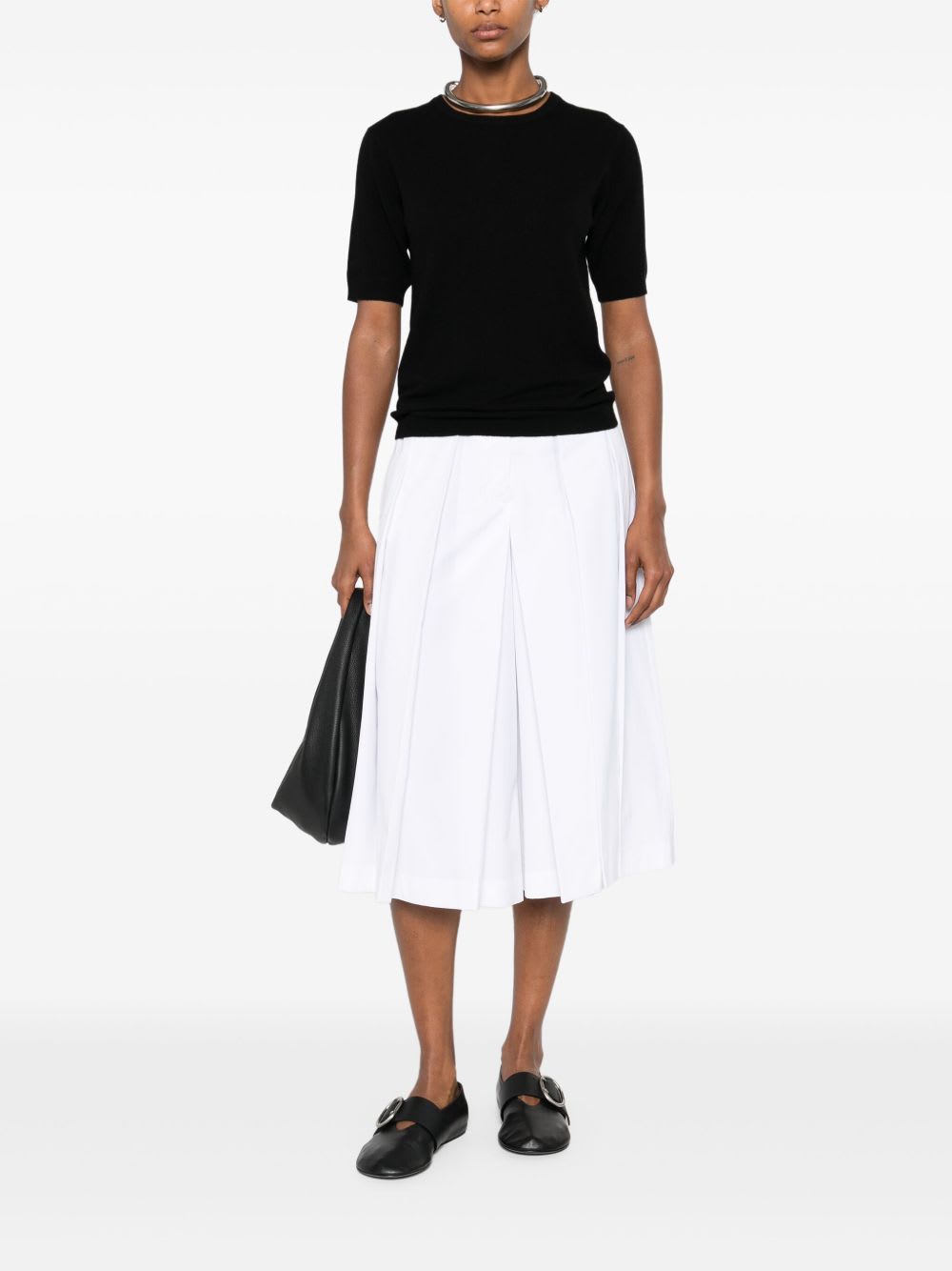 Goat Cashmere Crewneck Top In Black