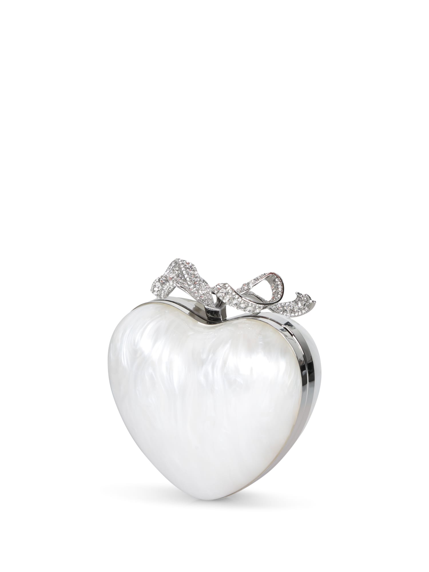 Self-portrait Cream Heart Clutch Bag In White