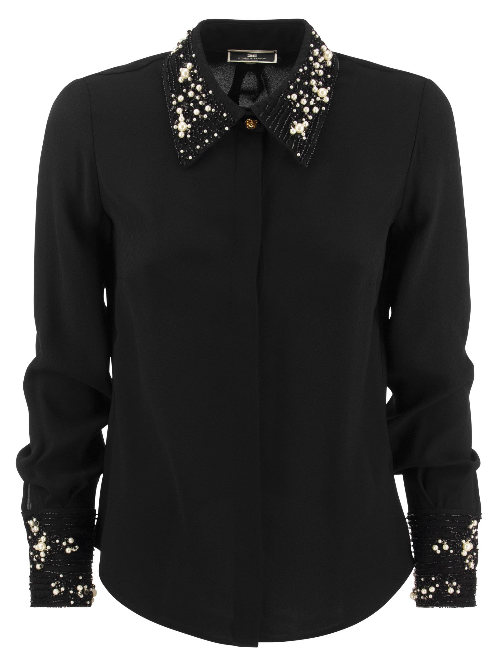 Elisabetta Franchi Long-sleeved Shirt With Pearl Detailing