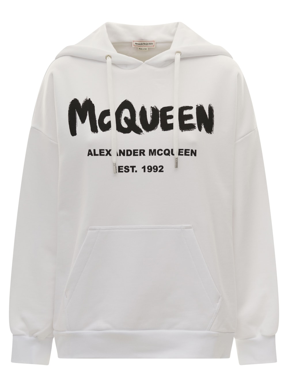 White Hoodie With Logo In Jersey Woman Alexander Mcqueen