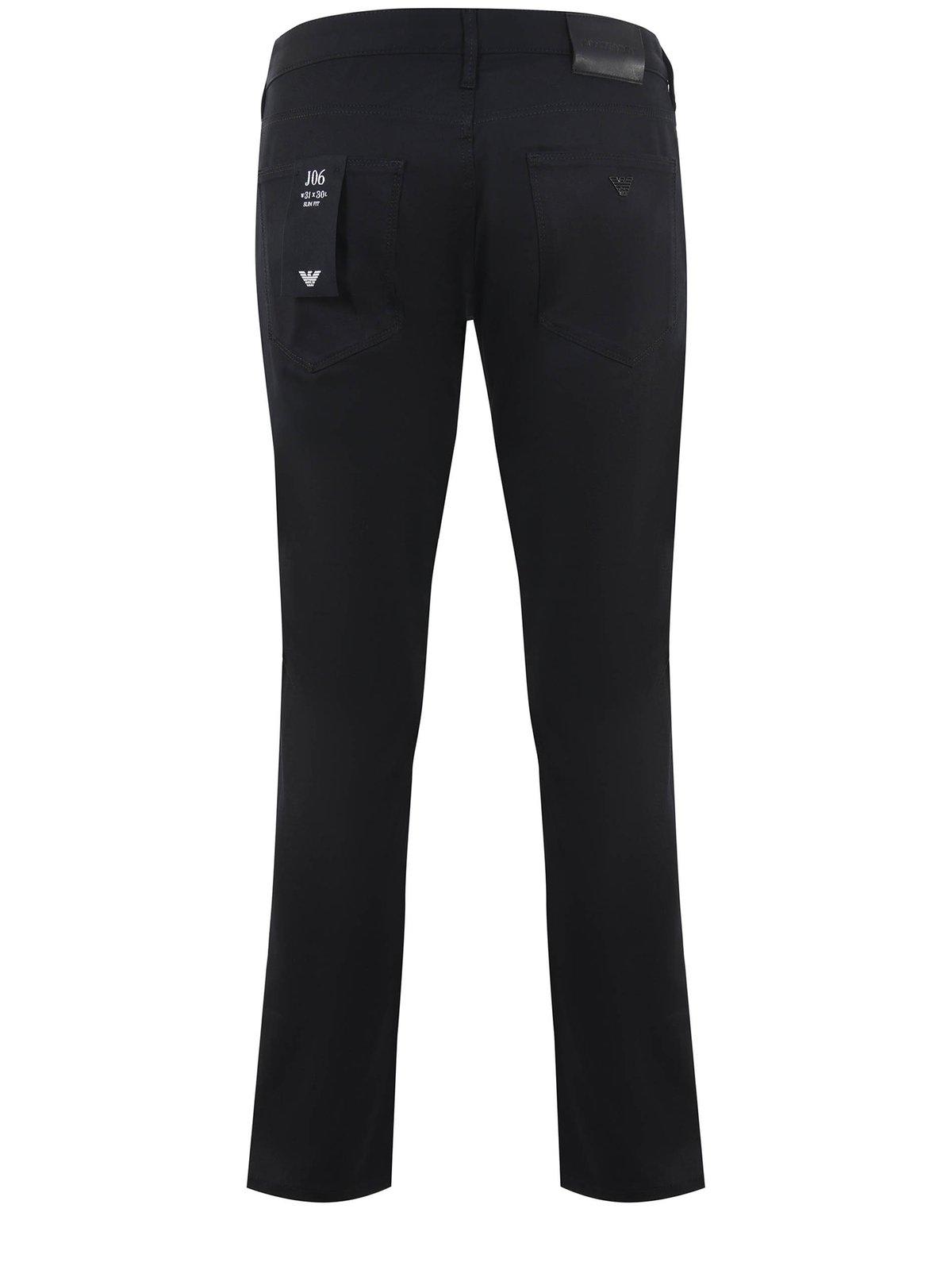 Shop Emporio Armani Logo Patch Straight Leg Pants In Black