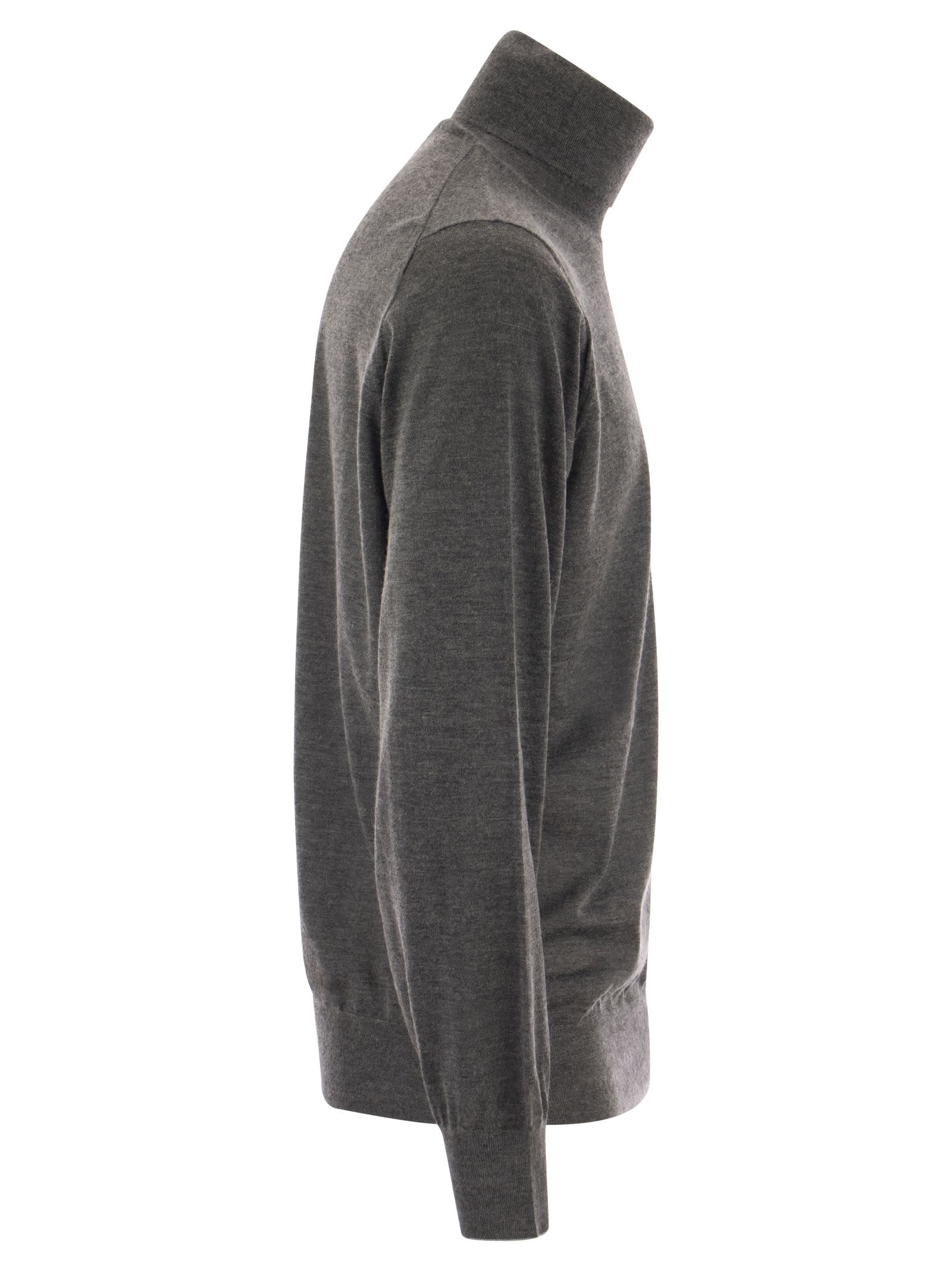 Brunello Cucinelli Lightweight Turtleneck Sweater In Cashmere And Silk In Gray