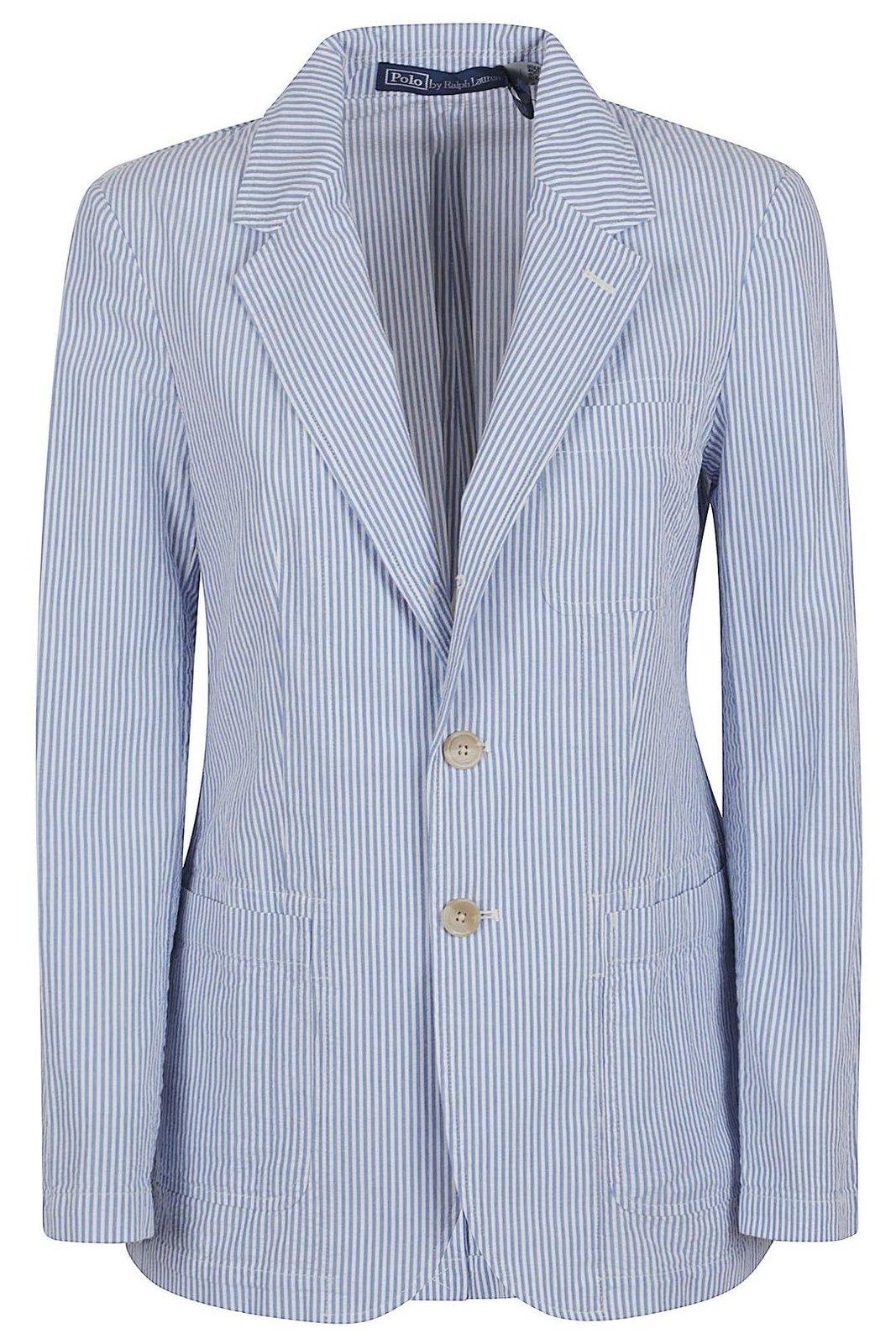 Polo Ralph Lauren Tailored Cotton Blazer With Subtle Striped Pattern