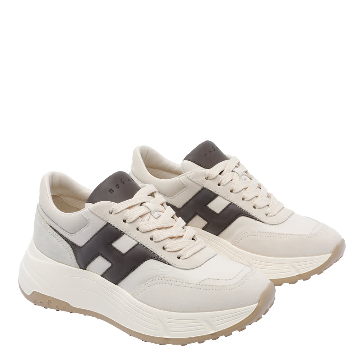 Hogan Ivory Suede And Nappa Leather Low-top Sneakers In White