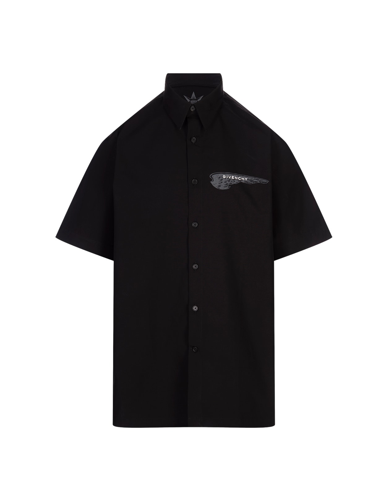 Shop Givenchy Black Shirt With Wings Logo Print