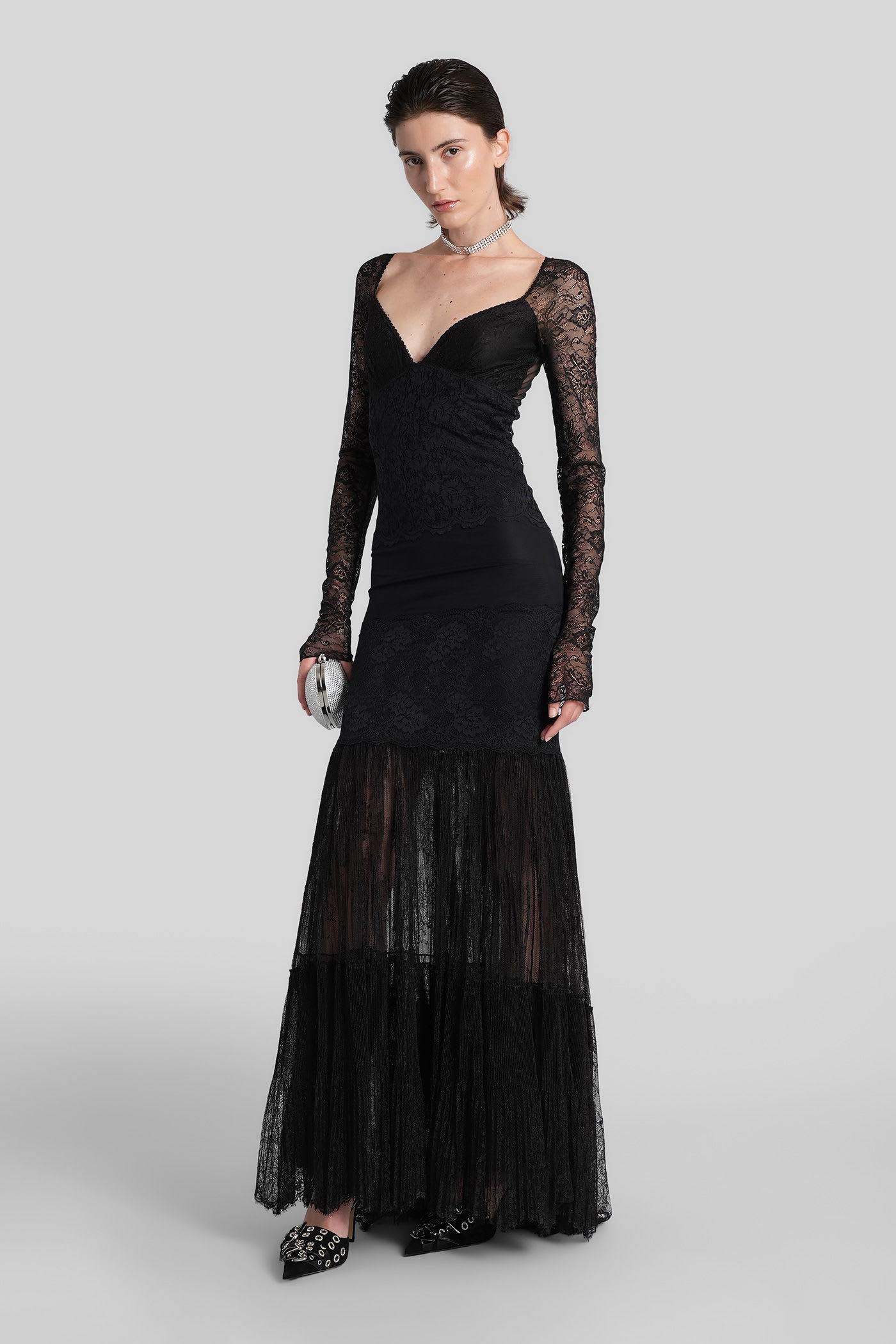 Blumarine Long Dress In Black