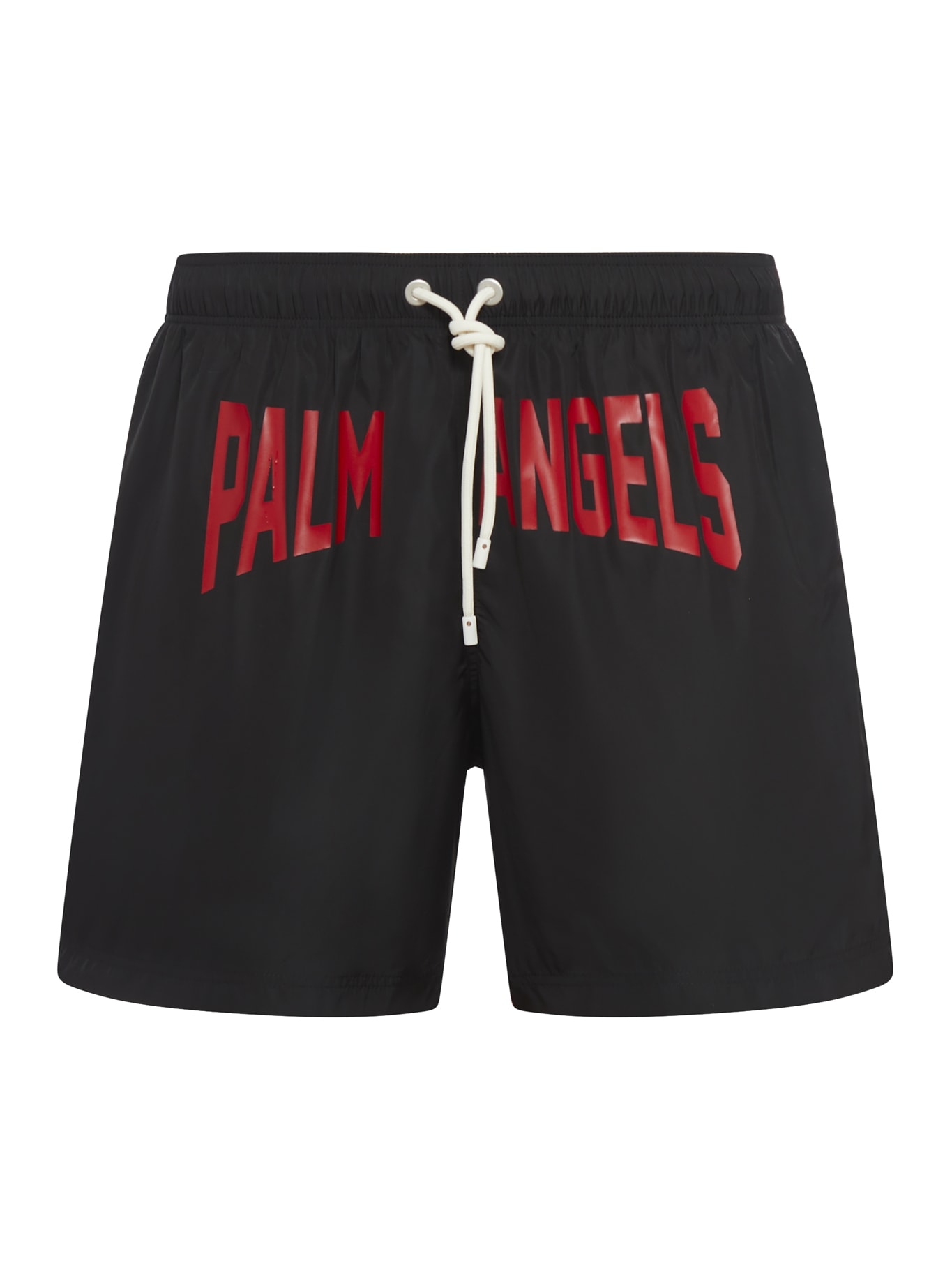 Shop Palm Angels Pa City Swimshorts In Black Red