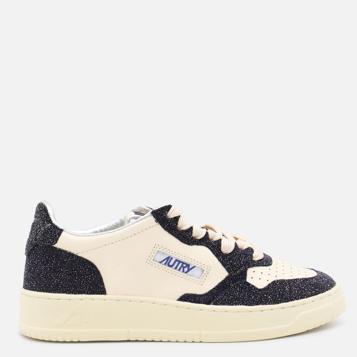 Autry Beige And Blue Leather Medalist Low Sneakers In Black