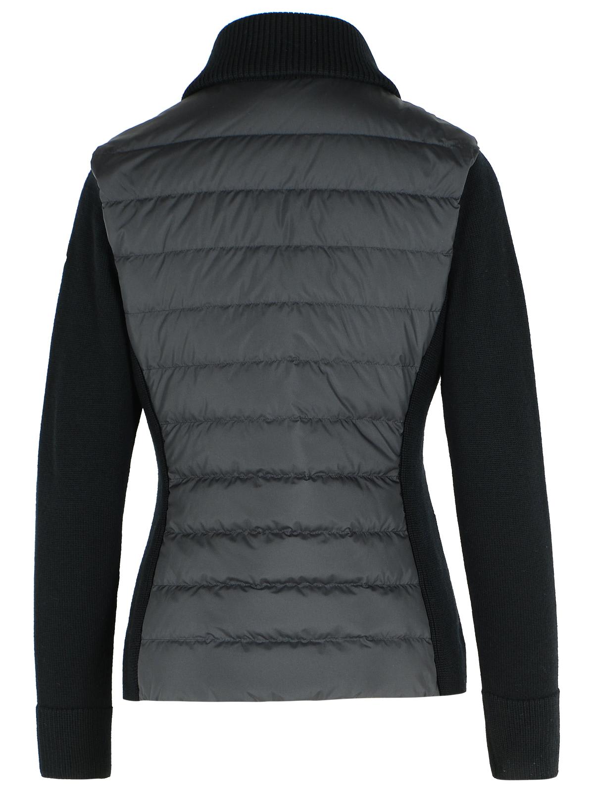 Moncler Black Virgin Wool Blend Jacket In Black