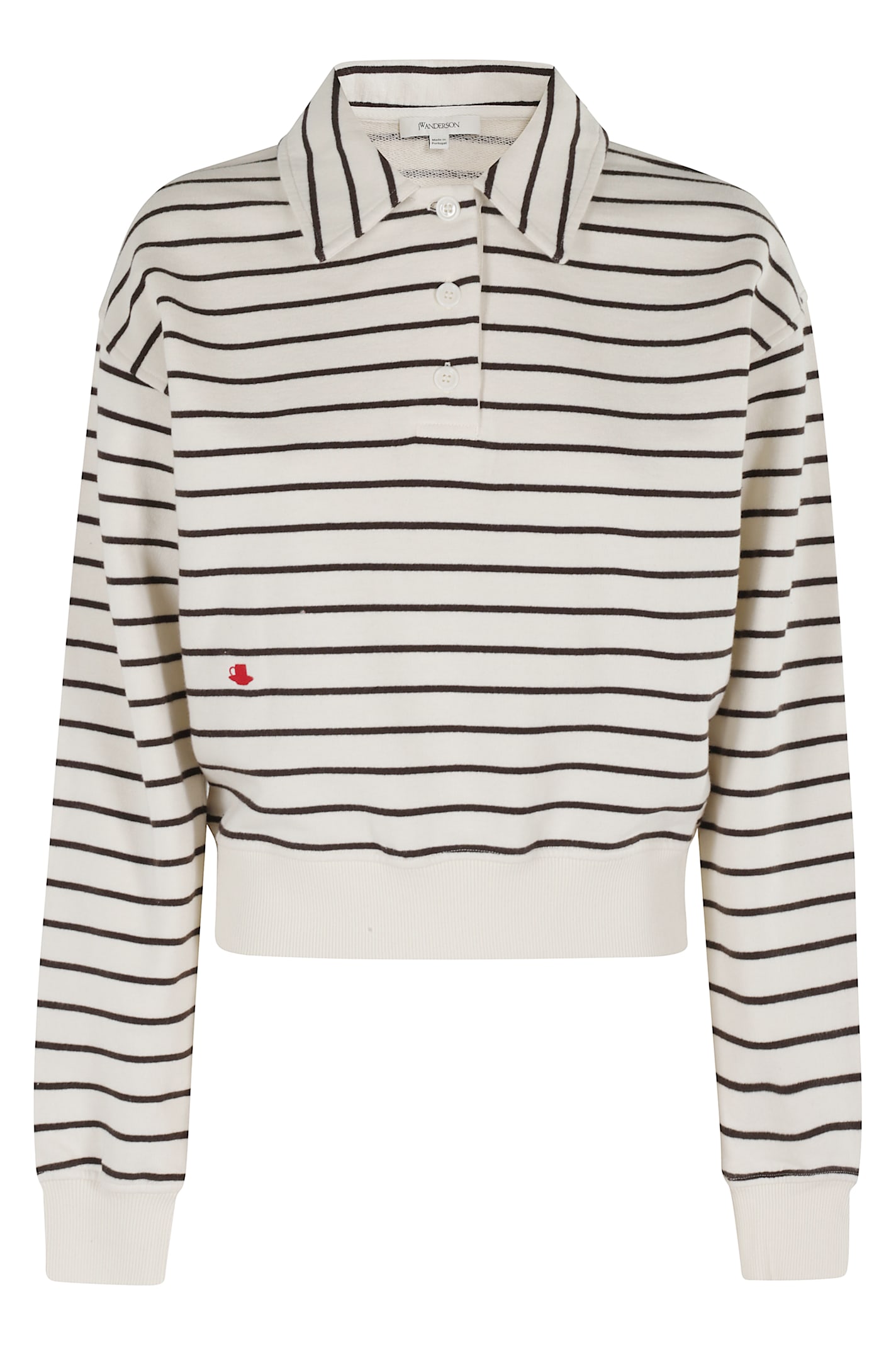 Jw Anderson Stripe Polo Sweatshirt In White