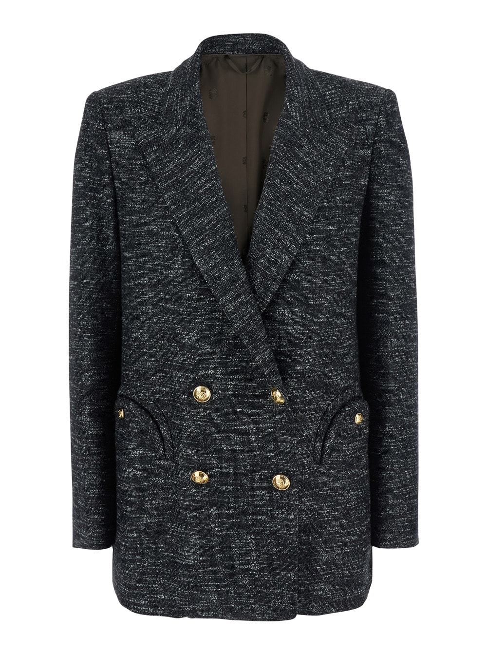 Blazé Milano Double-breasted Flap-pocket Blazer In Gray
