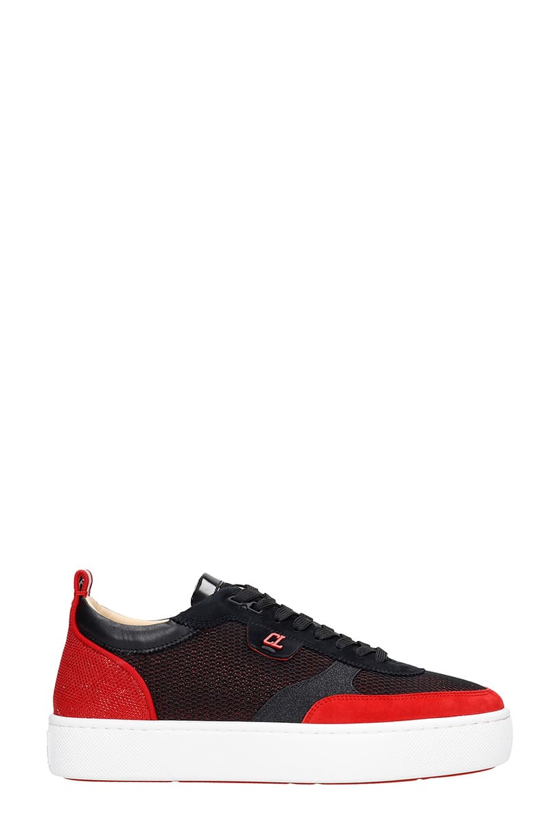 Skinnende romantisk timeren Christian Louboutin Happyrui Sneakers In Black Suede And Fabric | ModeSens