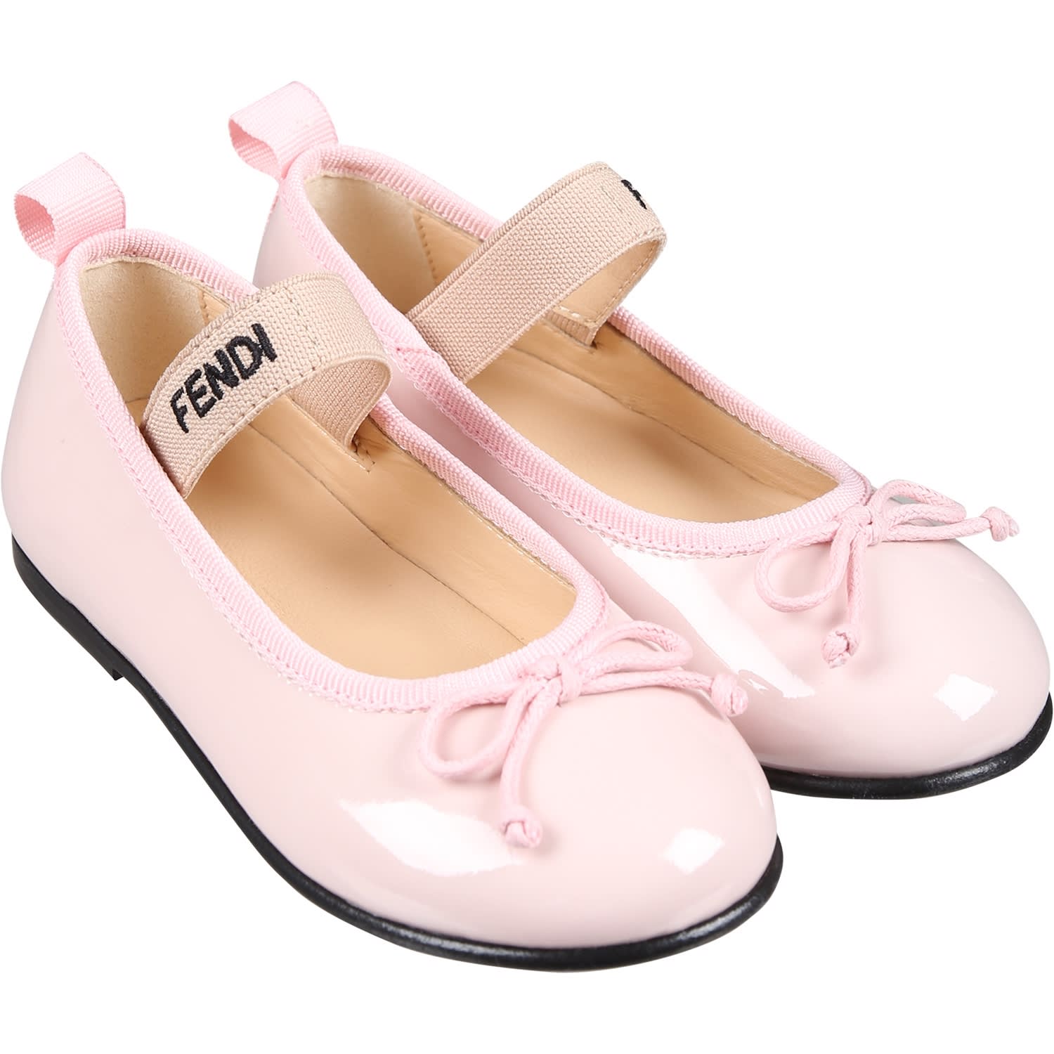 Shop Fendi Pink Ballet Flat For Baby Girl With Logo