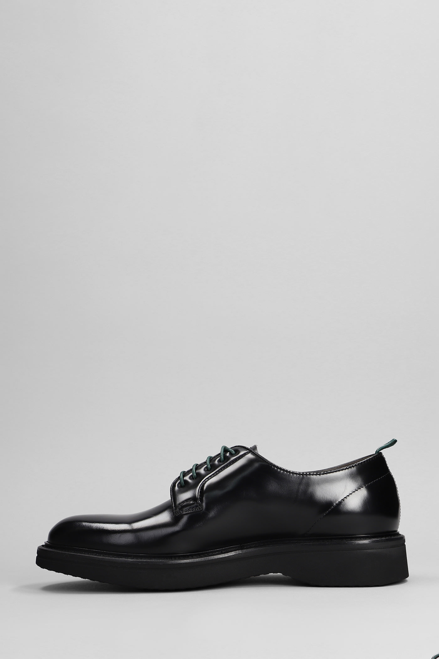 Shop Green George Lace Up Shoes In Black Leather