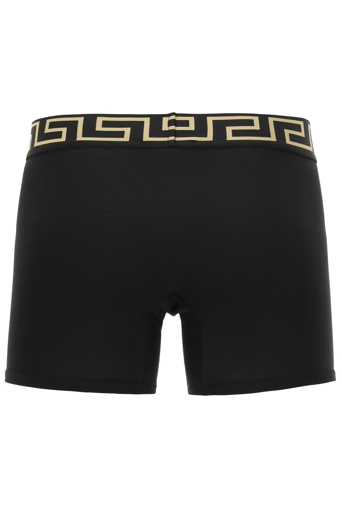 Shop Versace Bi-pack Underwear Trunk With Greca Band In Black Gold Greek Key (black)