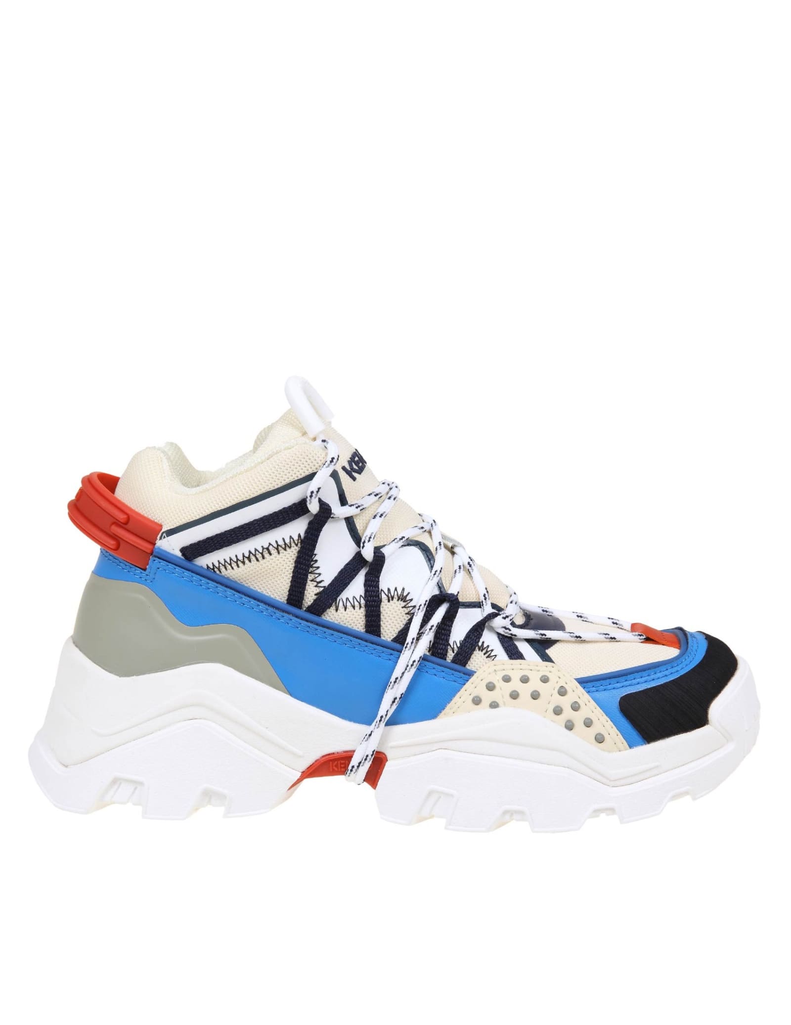 Kenzo Inka Sneakers In Leather And Multicolor Fabric
