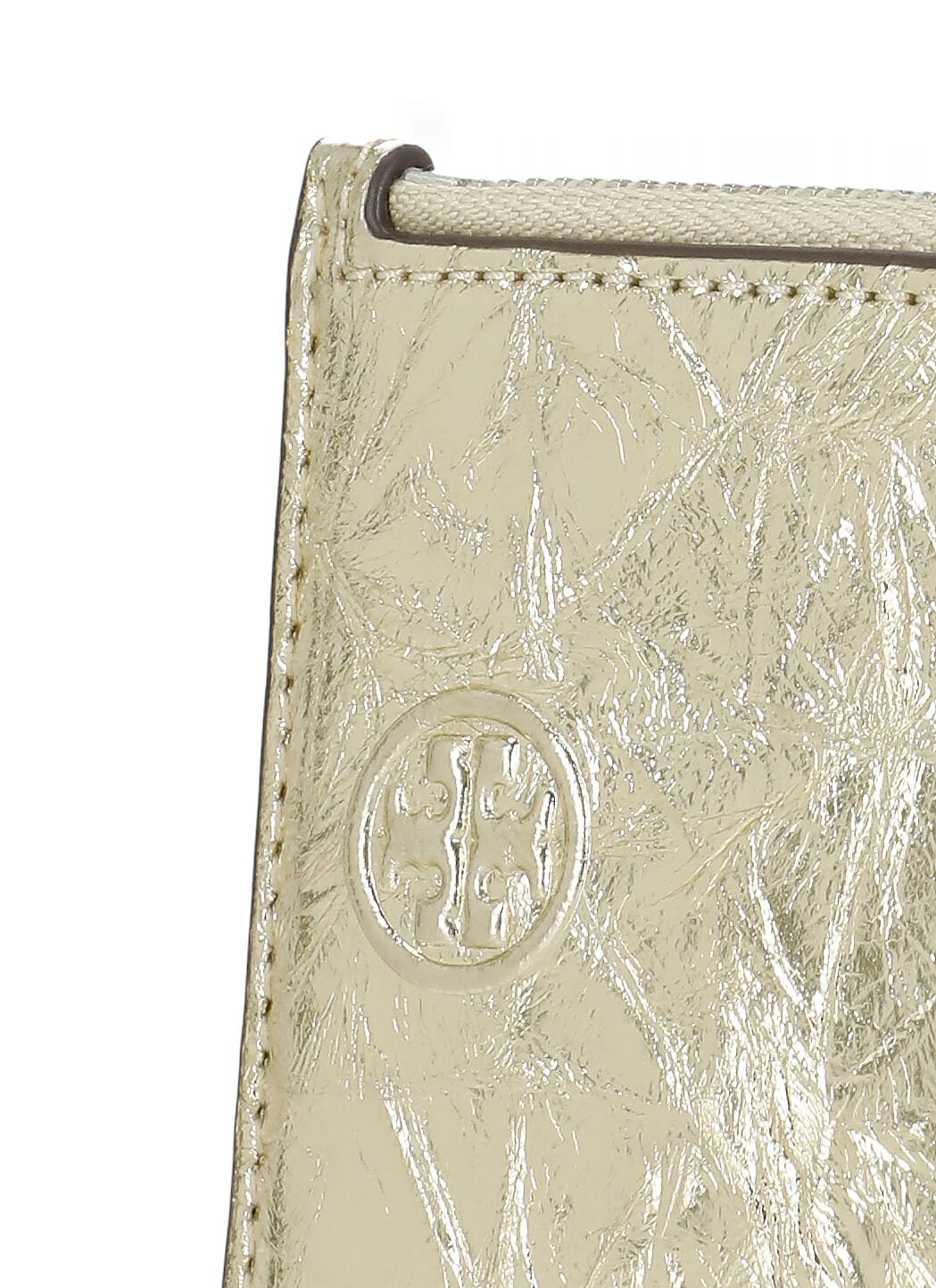 Tory Burch Fleming Metallic Card Holder In Golden