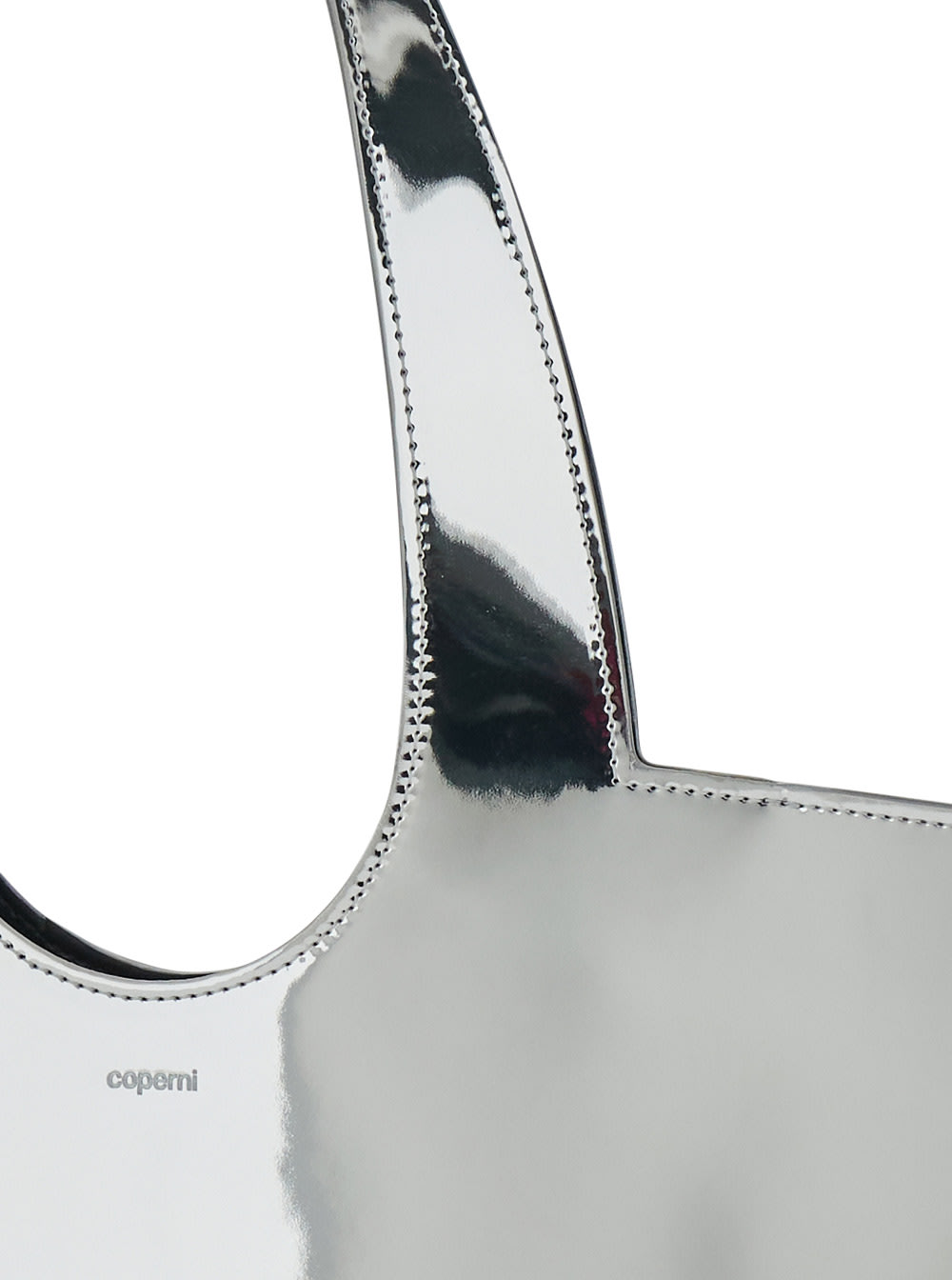 Coperni Star Metallic Mini Handbag With Embossed Logo Lettering On The Front And Mirrored Effect In Leather In Metallic
