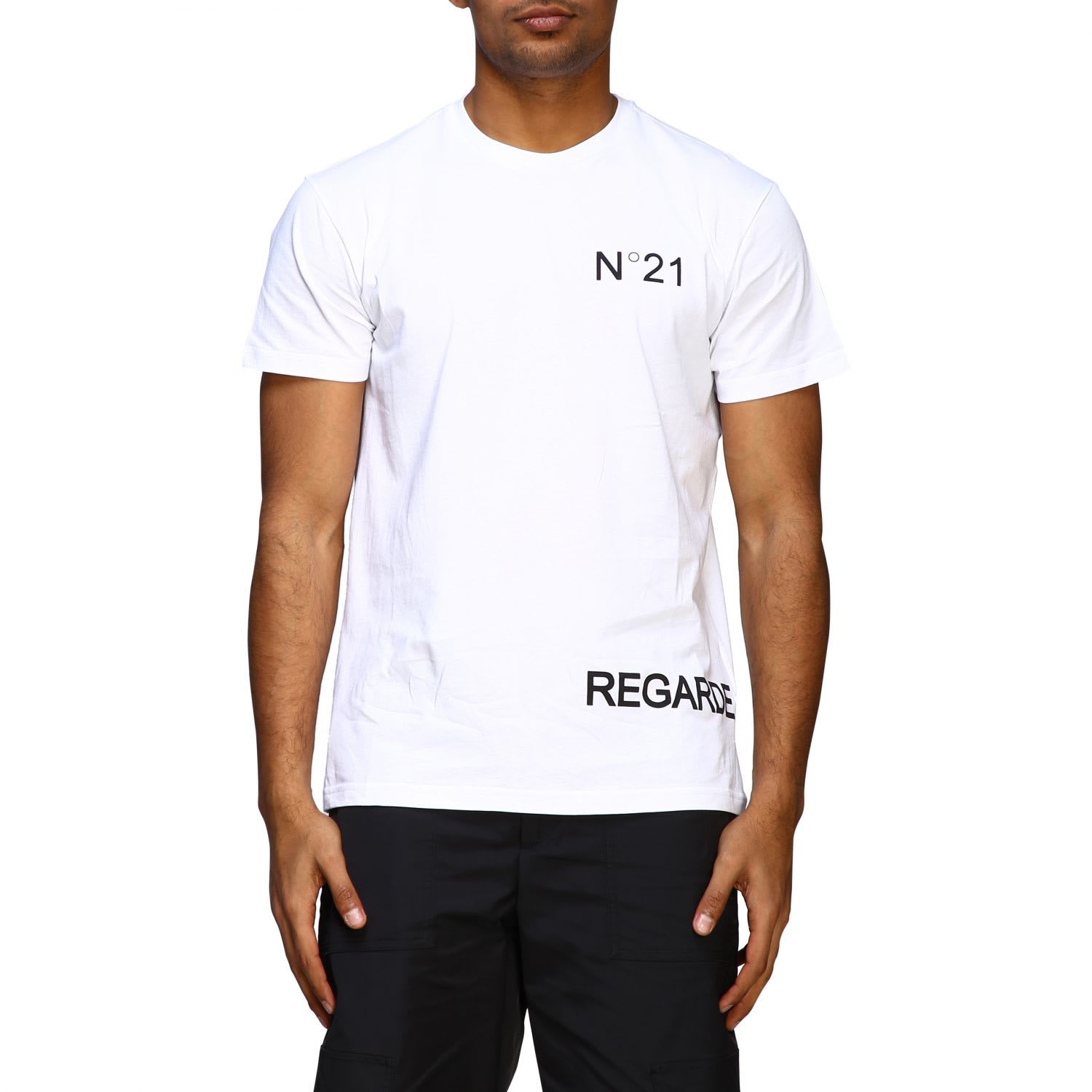 N°21 N° 21 T-shirt N &deg; 21 Short-sleeved T-shirt With Regarde Moi Print In White