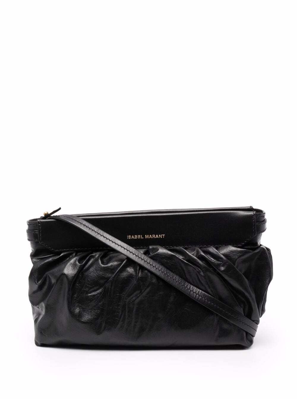 Isabel Marant Womans Luzes Black Leather Crossbody Bag With Logo
