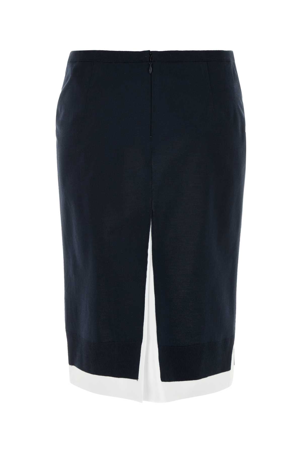 Miu Miu Stretch Silk Blend Skirt With Back Slit