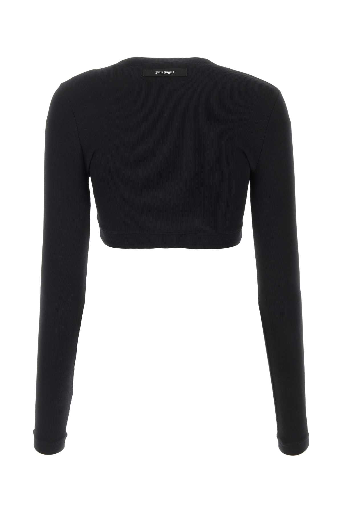 Shop Palm Angels Black Stretch Cotton Crop Top In Blackblac