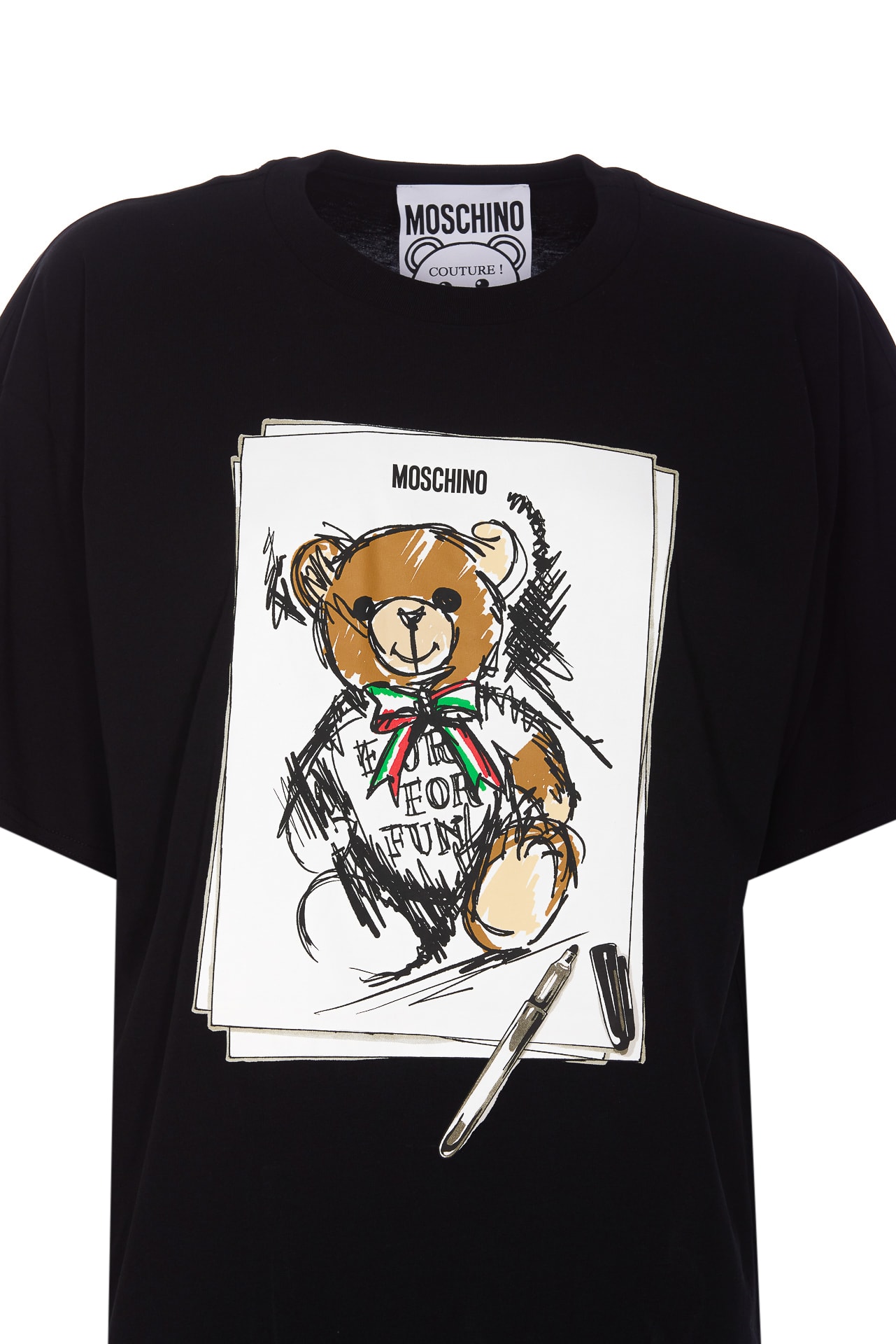 Shop Moschino Drawn Teddy Bear T-shirt In Black