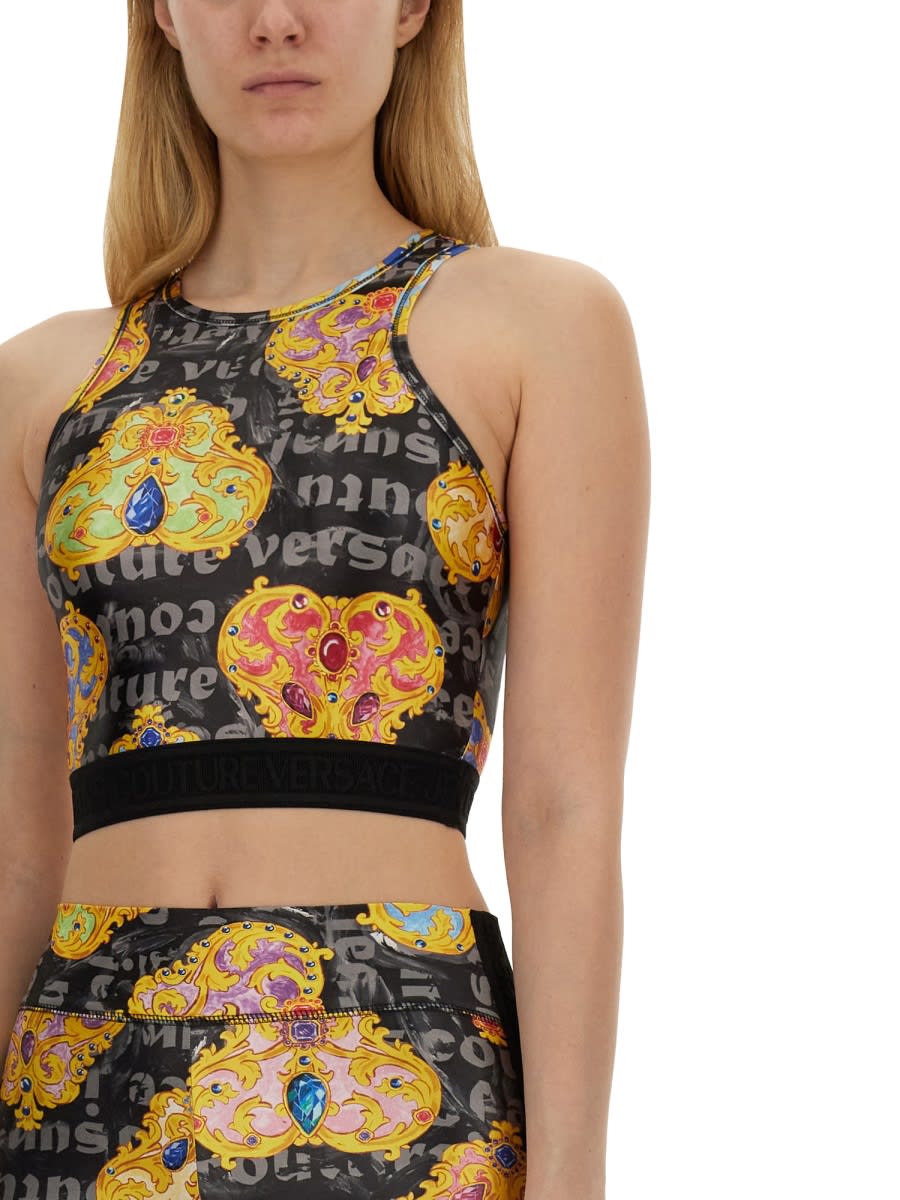 Shop Versace Jeans Couture Top With Print In Black/gold
