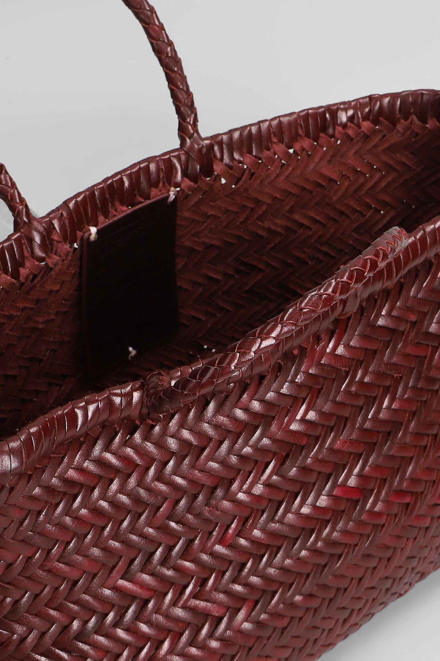 Dragon Diffusion Bamboo 3 Jump Small Tote In Bordeaux Leather In Burgundy
