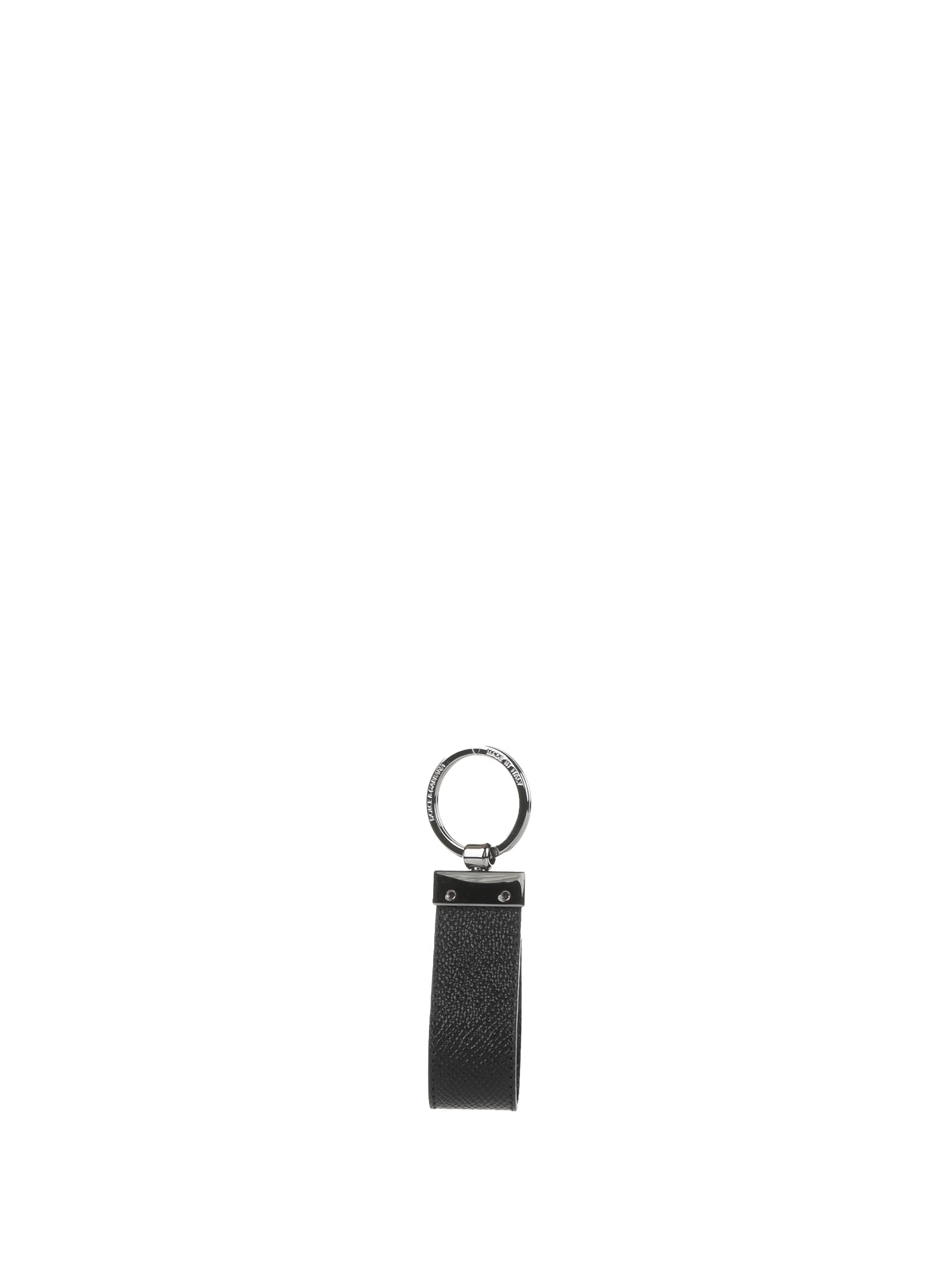 Shop Dolce & Gabbana Leather Key Ring With Logo In Nero