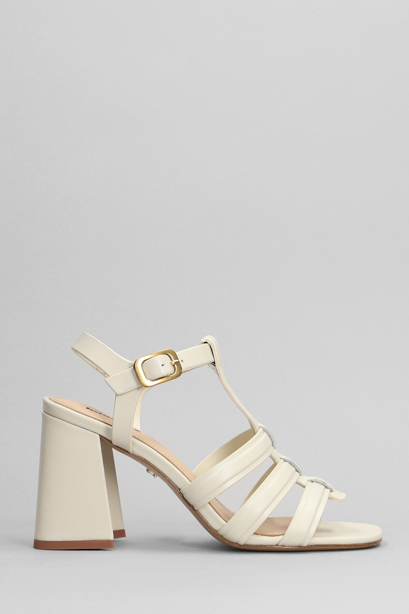 Gaia 90 Sandals In Beige Leather