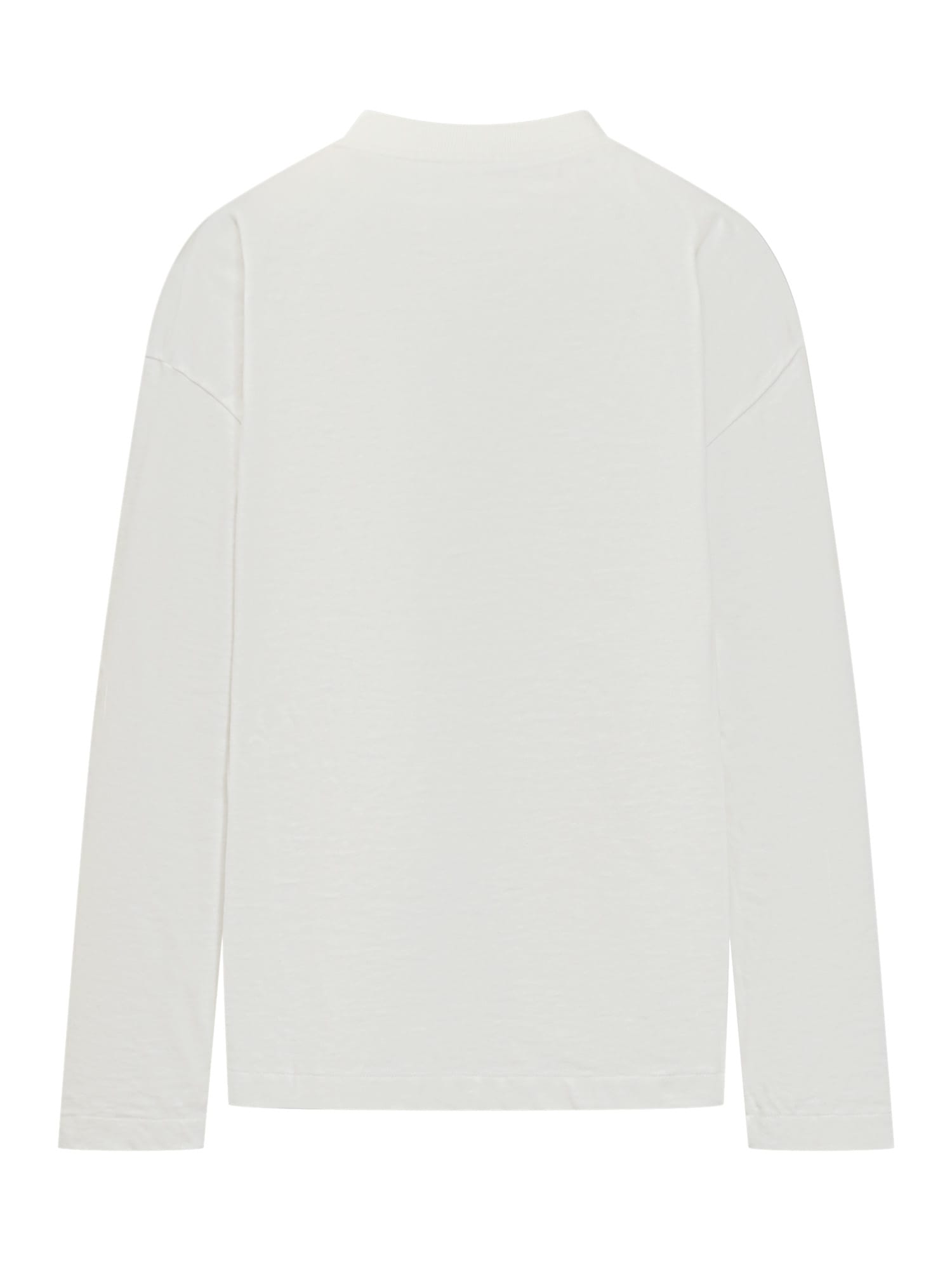 Jil Sander Crew Neck Long Sleeves T-shirt With Ribbed Collar And Printed Logo On The Front Clothing In Porcelain