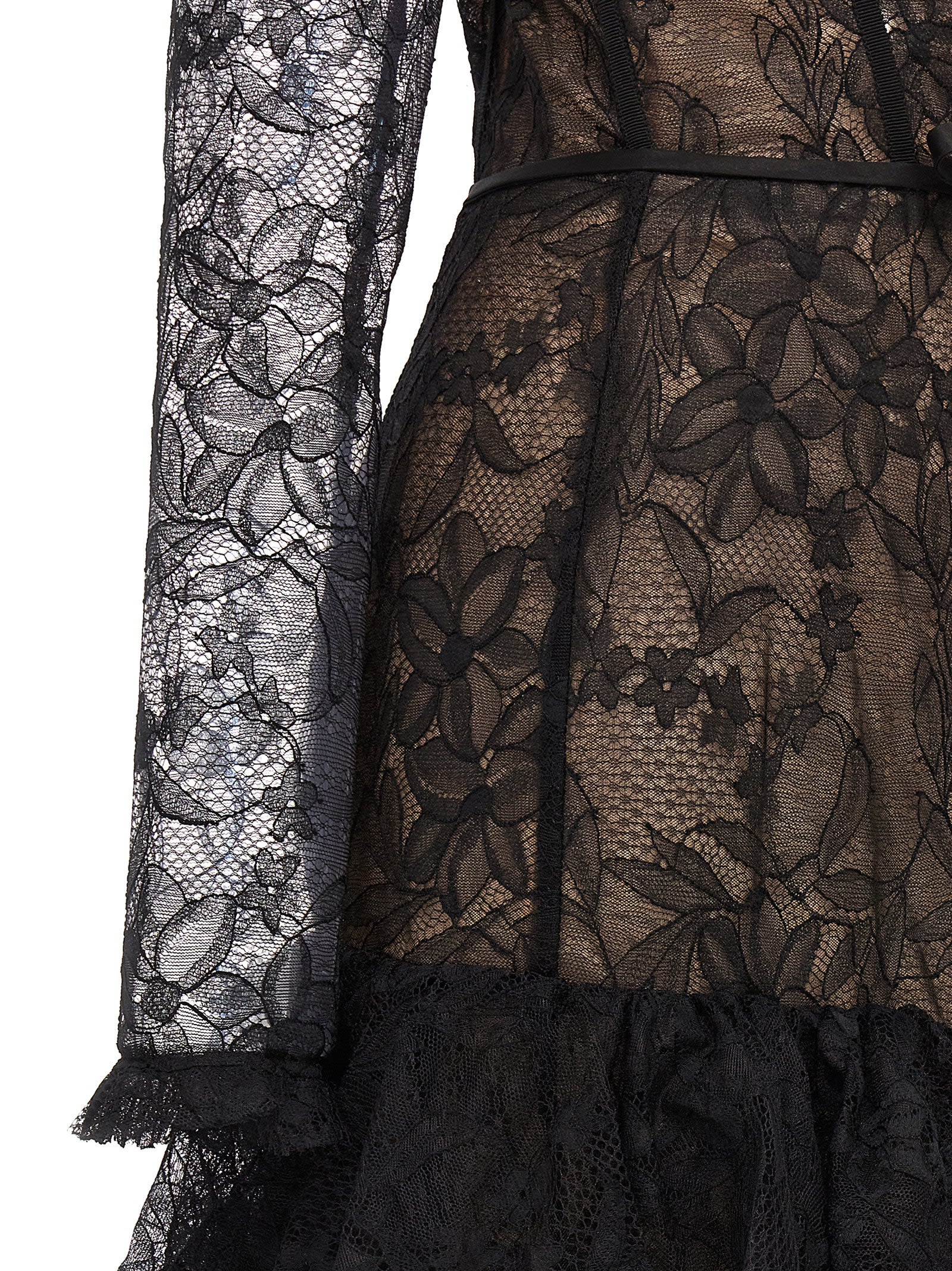 Shop Giambattista Valli Chantilly Lace Dress In Black