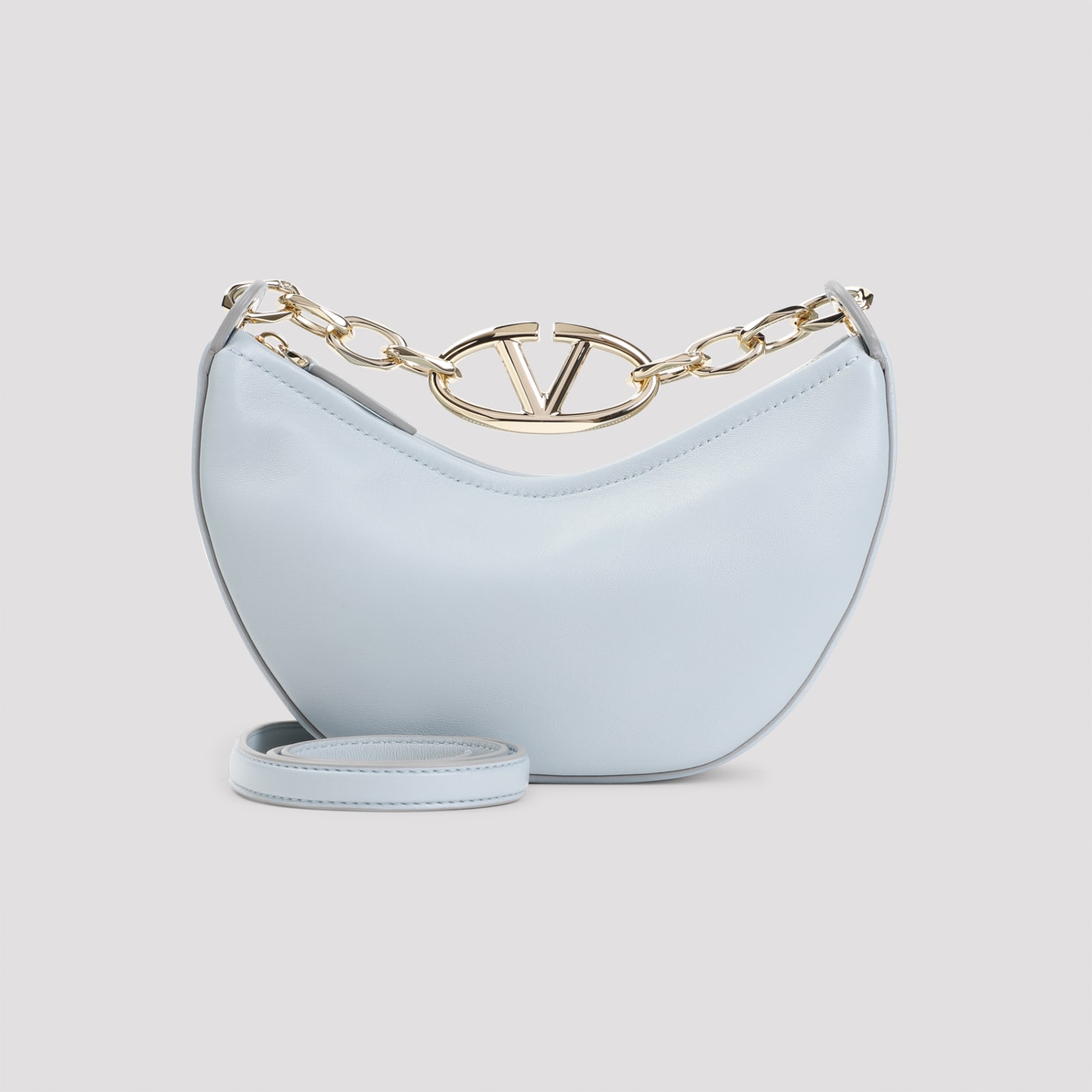 Shop Valentino Vlogo Moon Shoulder Bag In Blu Porcellana