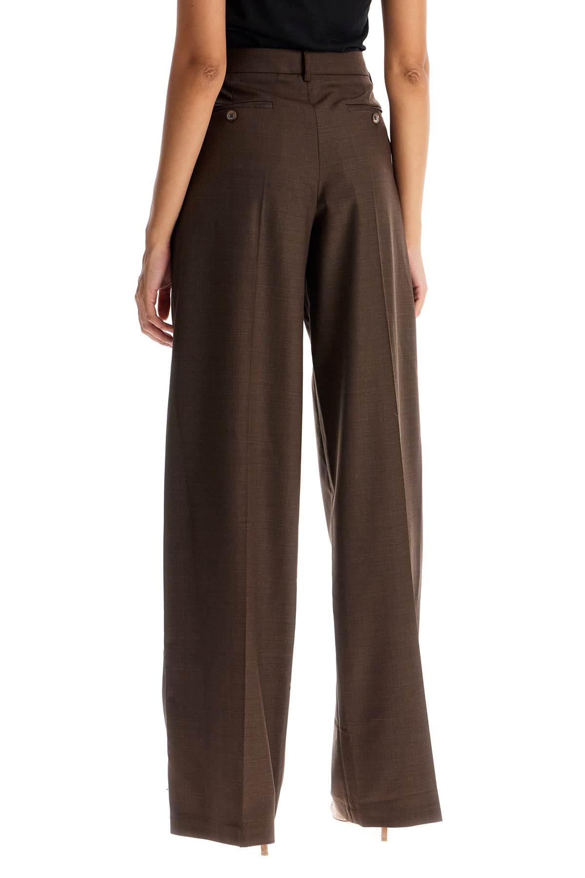 Shop Magda Butrym Wide Stretch Wool Trousers For Comfortable Fit In Brown (brown)