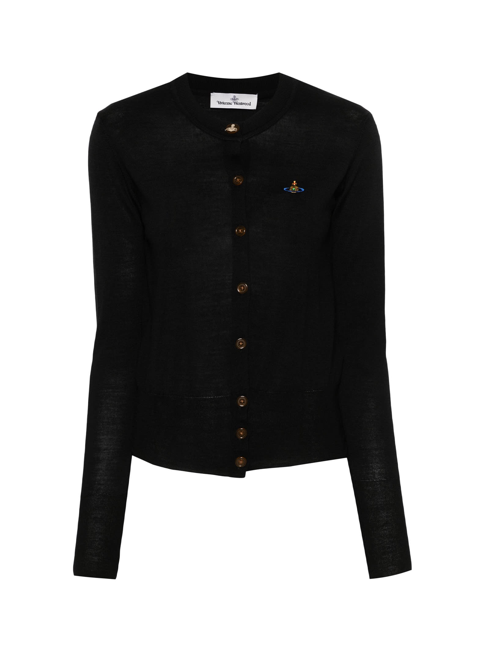 Shop Vivienne Westwood Cardigan With Buttons And Logo In Black