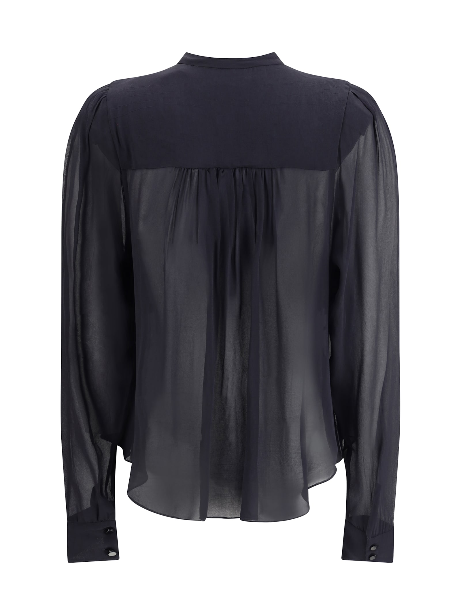 Isabel Marant Étoile Noeline Blouse Viscose Crepe Sheer Pleated In Black