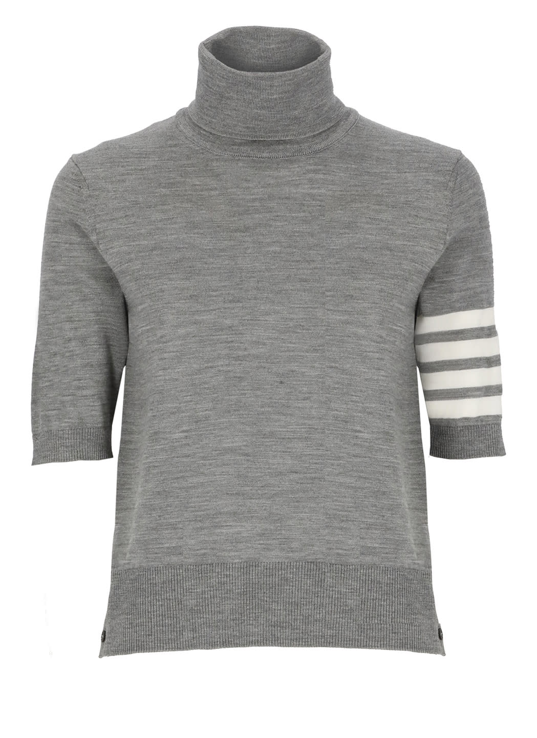Thom Browne Turtleneck Short-sleeve Jumper In Gray
