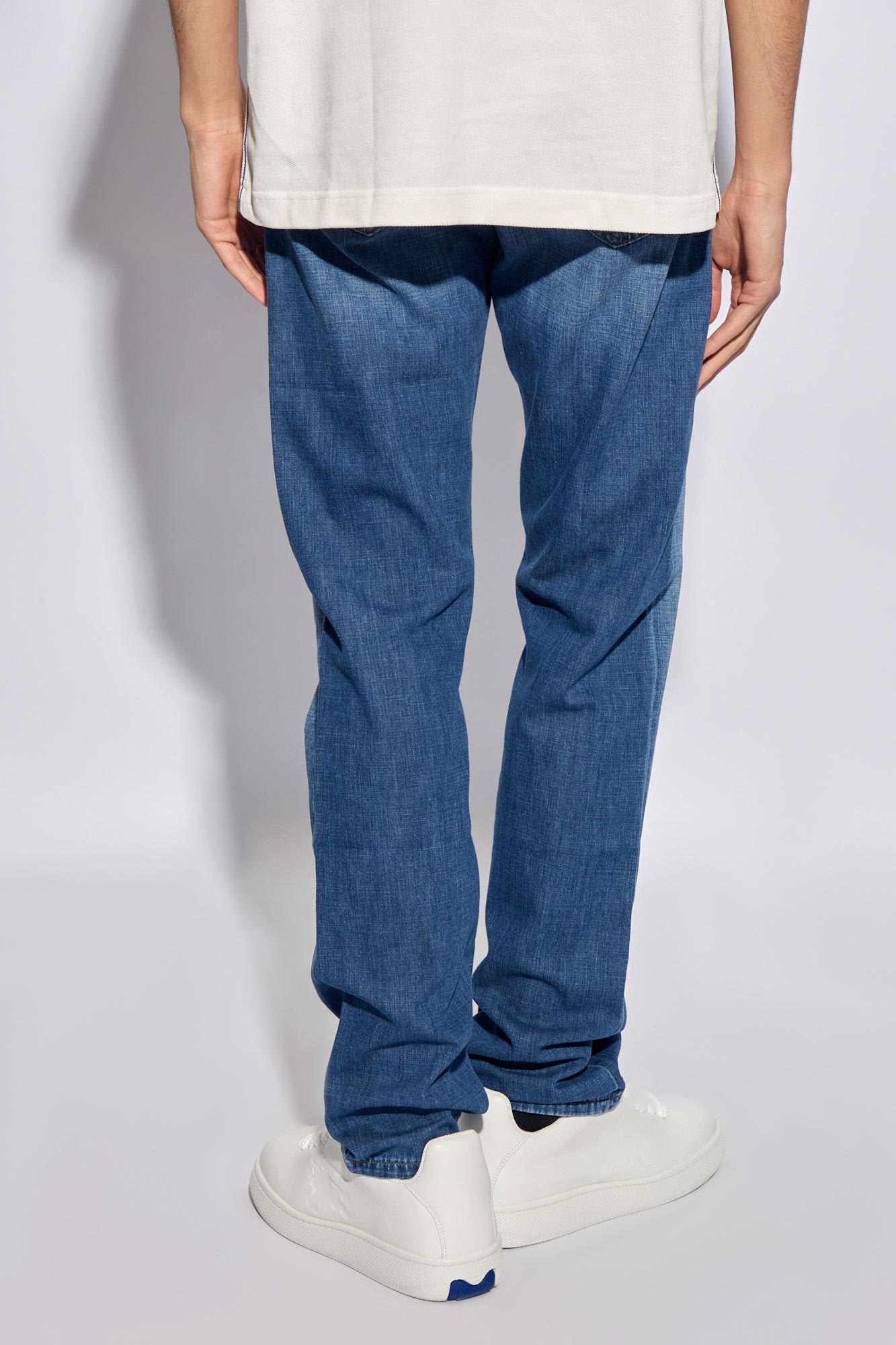 Shop Brioni Jeans With Straight Legs In Azure