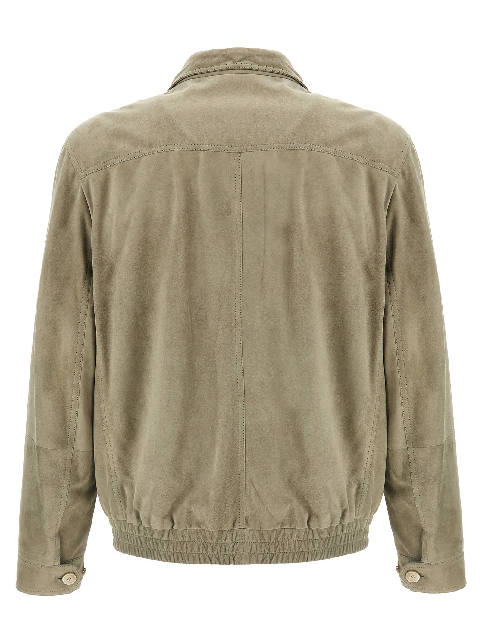 Shop Brunello Cucinelli Suede Jacket In Gray