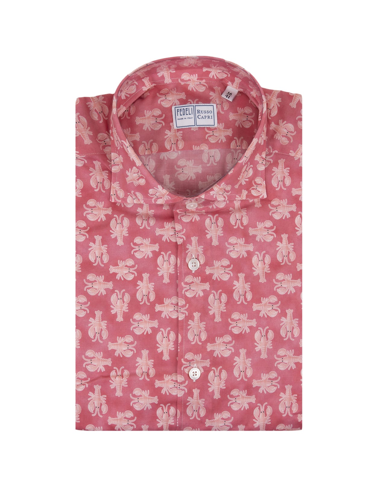 Shop Fedeli Red Panamino Sean Shirt With Lobster Pattern