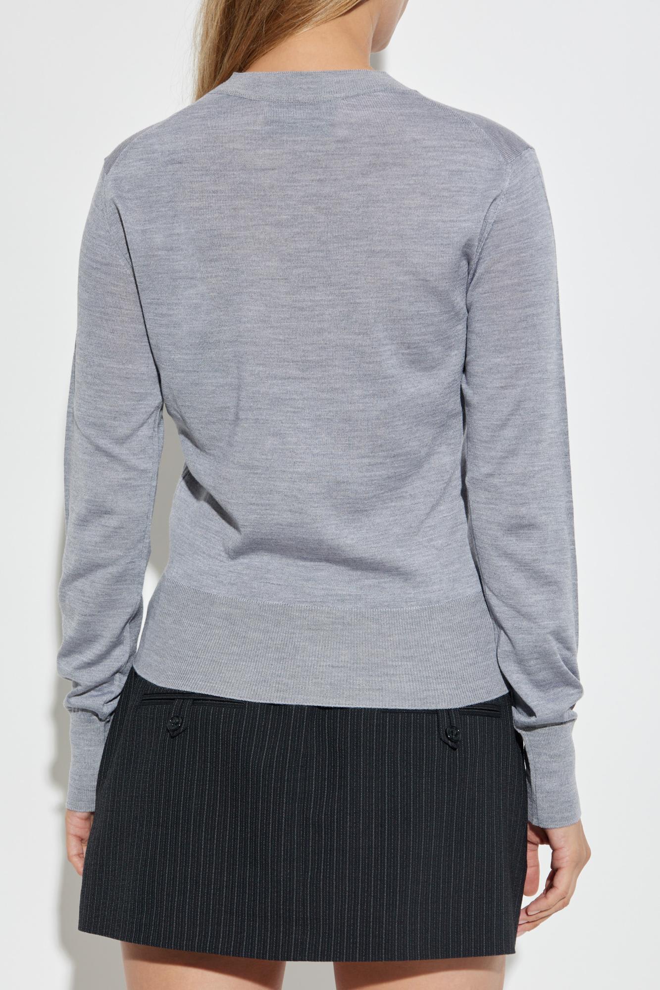 Ami Alexandre Mattiussi Ami Women Crew Neck Sweater In Wool And Silk In Gray